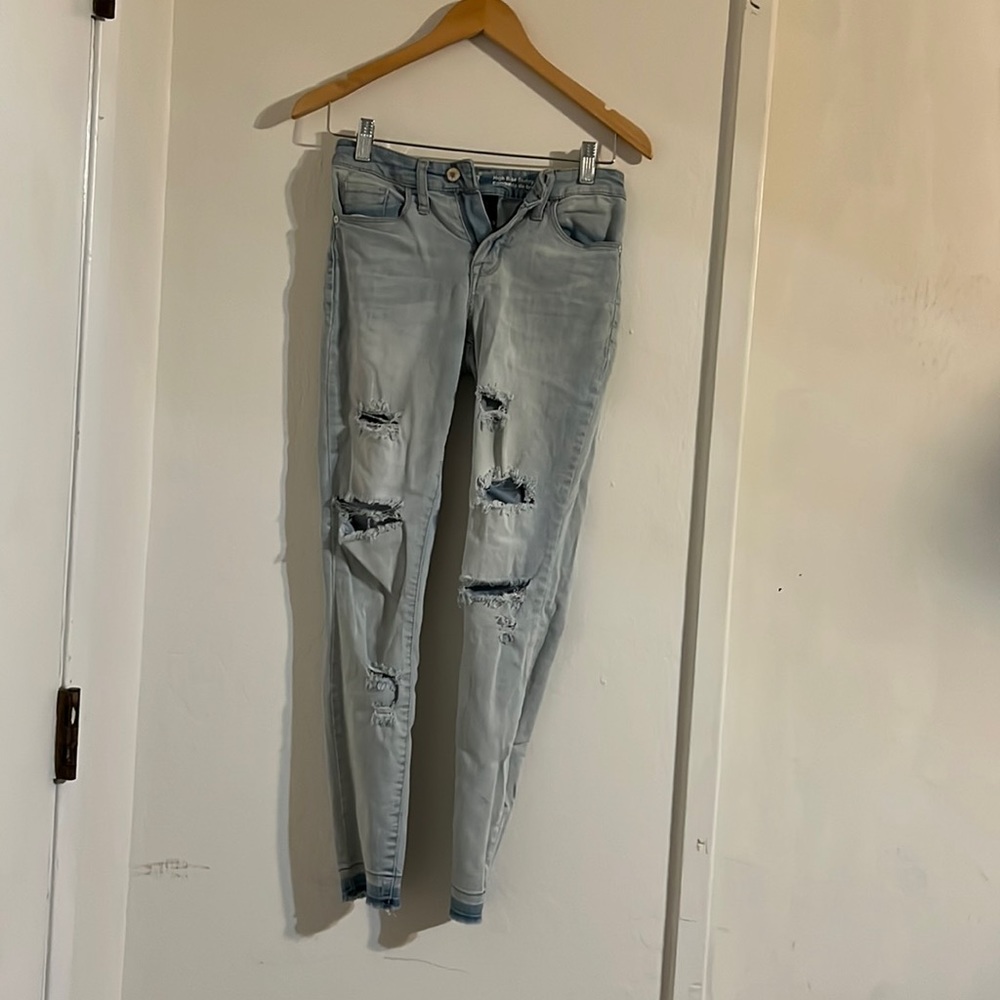 “Ripped” skinny jeans - high waisted